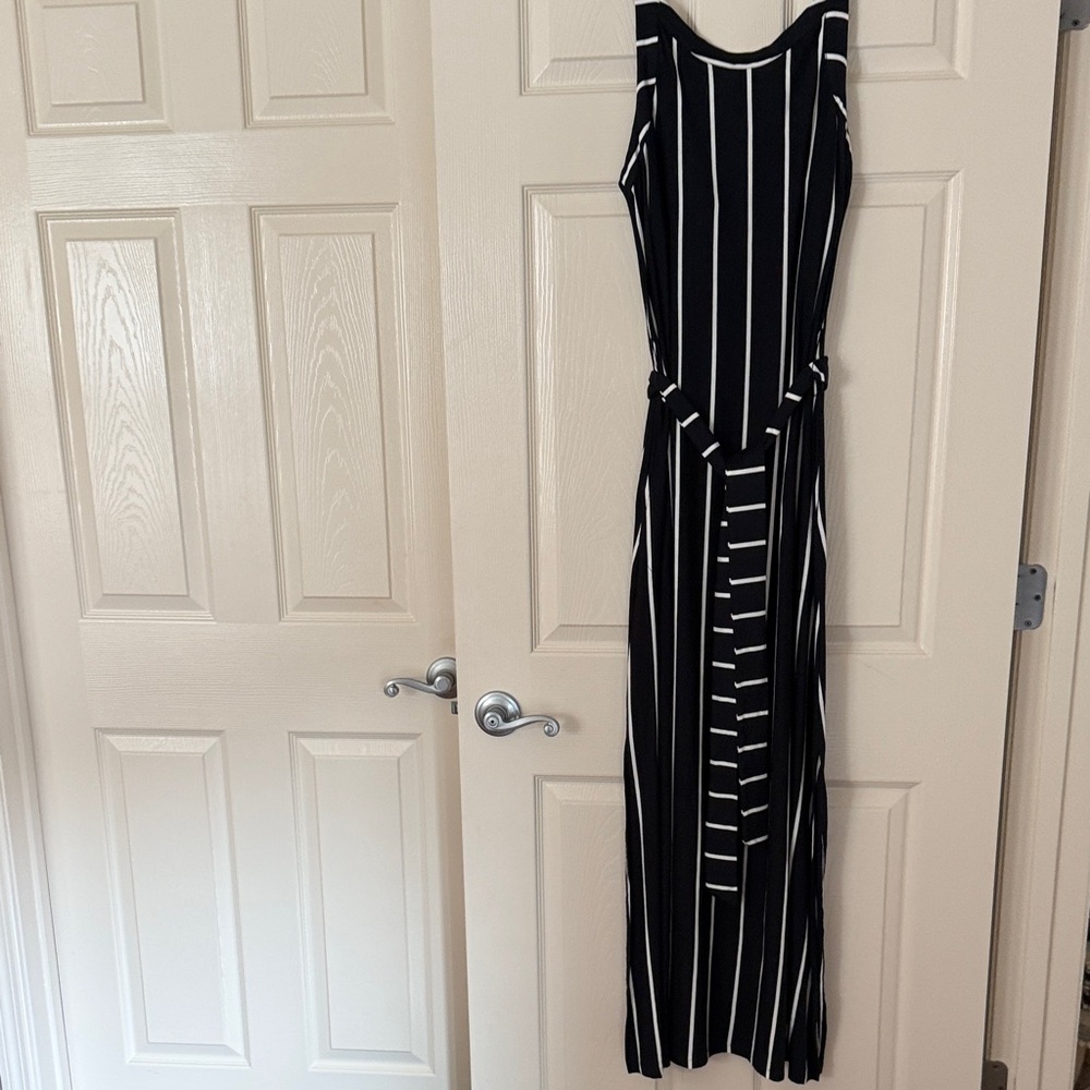 Soma Black and White Striped Maxi Dress